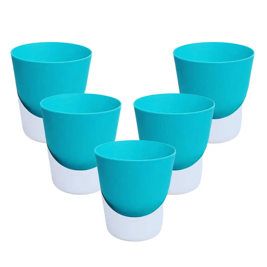 Buy Harshdeep Premium Atlantis (Teal & White) - Planter "Set of 5) Online at Lalitenterprise