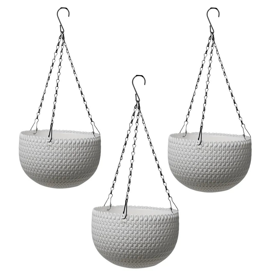 Buy Harshdeep Capri Hanging White - Planter (Set of 3) Online at Lalitenterprise