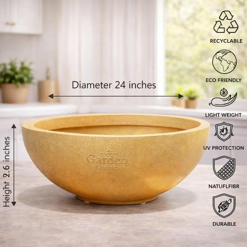 Buy Garden Green "Lotus Bowl" LTS Rotomold Stone Finish - Planter Online at Lalitenterprise