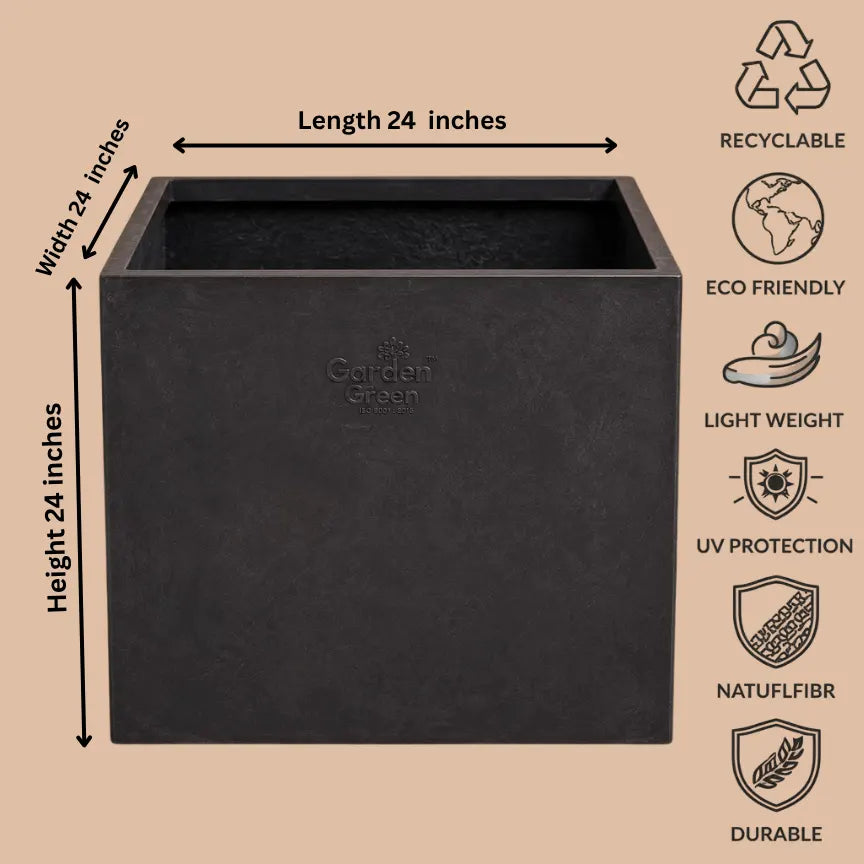 Buy Garden Green KG Square Rotomold Stone Finish Planter Online at Lalitenterprise