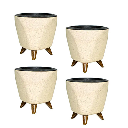 Buy Harshdeep Premium Lagos Eco (Earthen Cream) - Planter "Set of 4" Online at Lalitenterprise