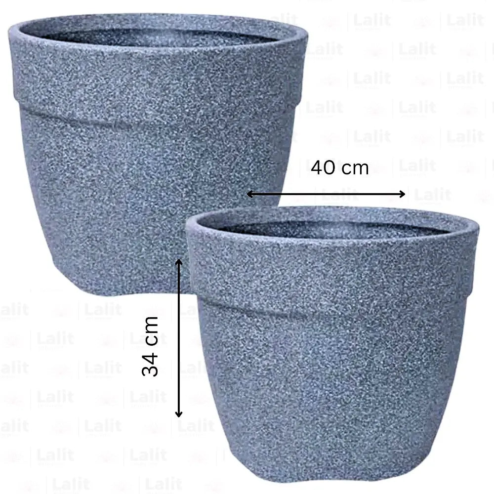 Buy Harshdeep Premium Barca 40 (Set of 2) Round Grey Stone - Planter Online at Lalitenterprise