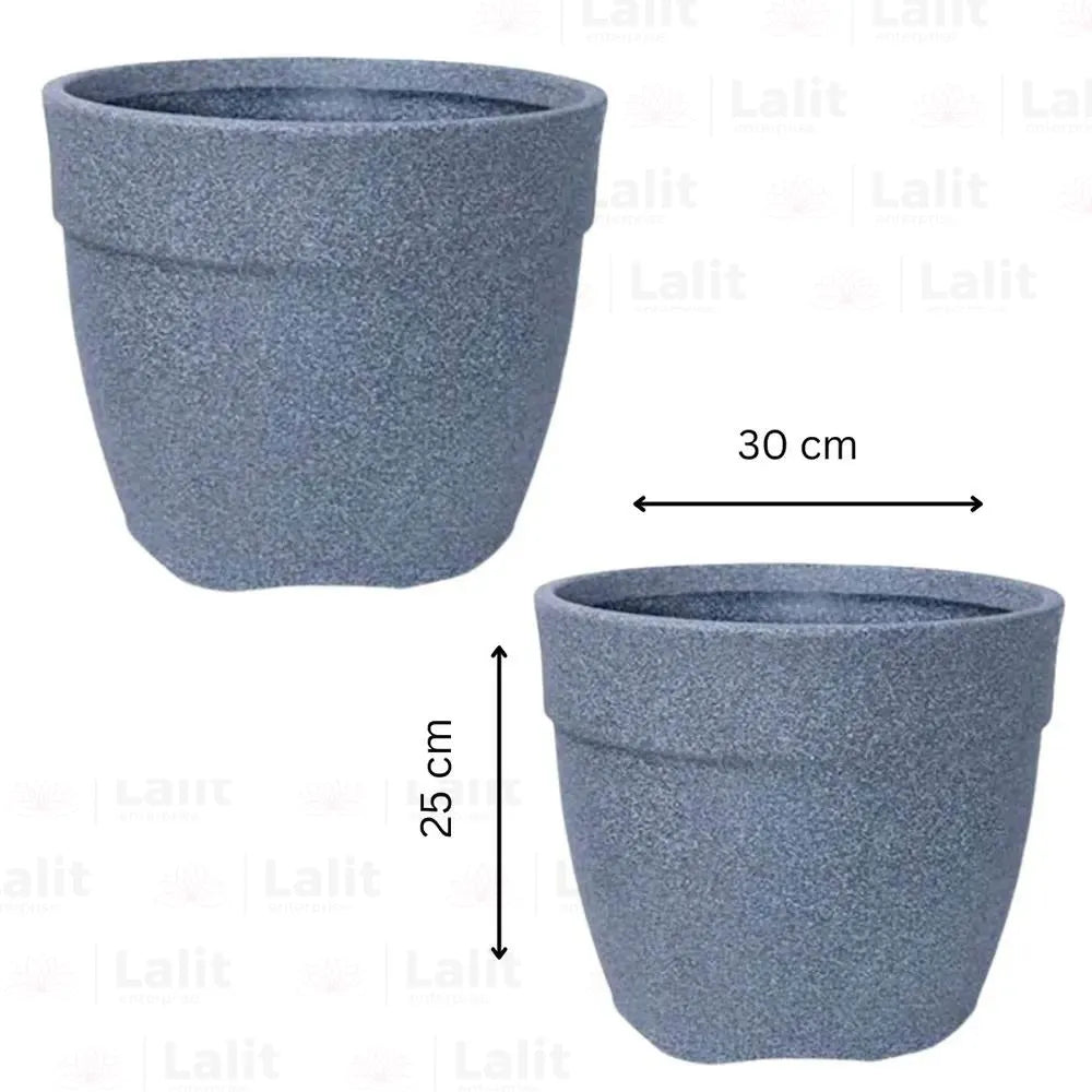 Buy Harshdeep Premium Barca 30 Round Grey Stone (Set of 2) - Planter Online at Lalitenterprise
