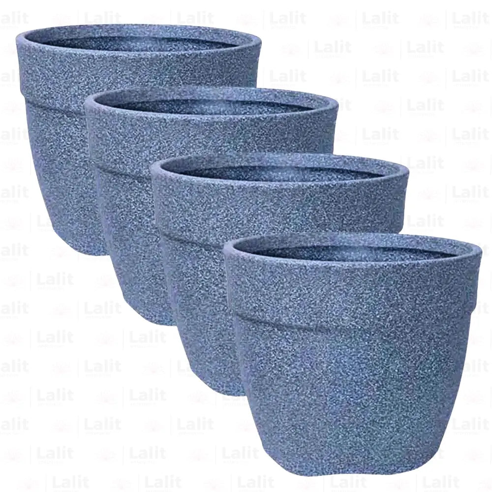 Buy Harshdeep Premium Barca 30 Round Grey Stone (Set of 4) - Planter Online at Lalitenterprise
