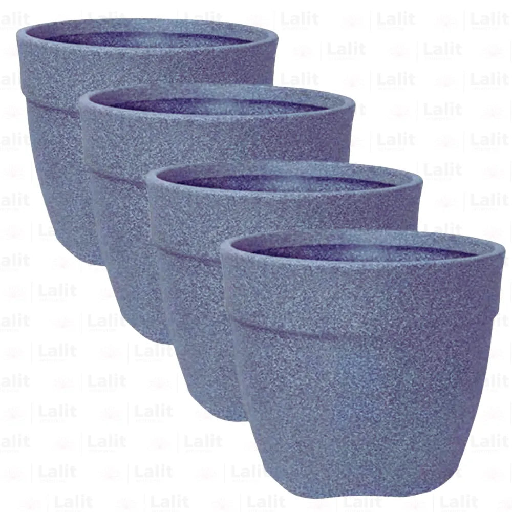 Buy Harshdeep Premium Barca 35 Round Grey Stone (Set of 4) - Planter Online at Lalitenterprise
