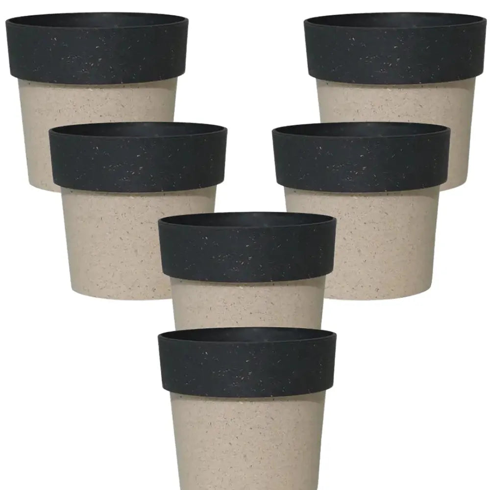 Buy Harshdeep Premium Arty Eco 10 "Cream & Black" - Planter (Set of 6) Online at Lalitenterprise