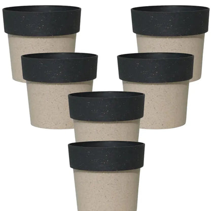 Buy Harshdeep Premium Arty Eco 10 "Cream & Black" - Planter (Set of 6) Online at Lalitenterprise