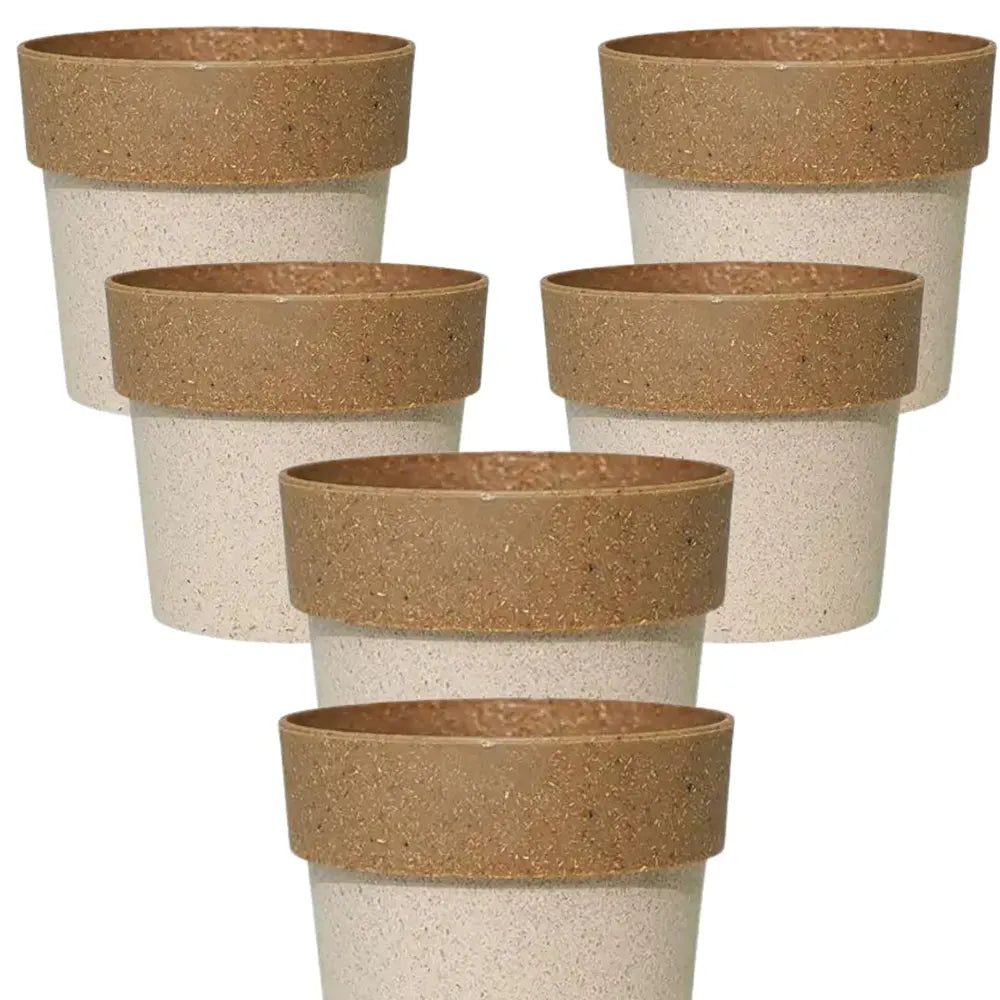 Buy Harshdeep Premium Arty Eco 10 "Cream & Brown" - Planter (Set of 6) Online at Lalitenterprise