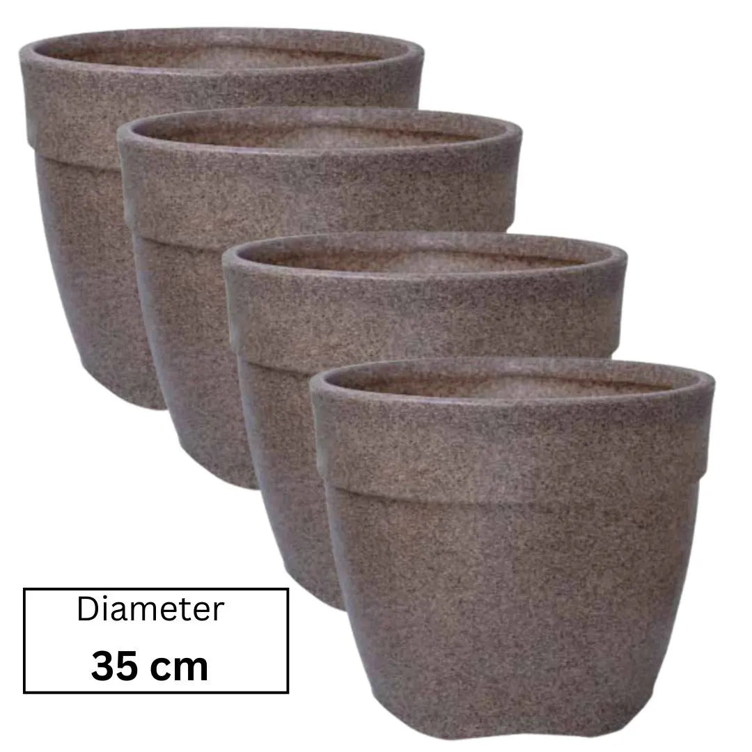 Buy Harshdeep Premium Barca Round 35 Sand stone - Planter "Set of 4" Online at Lalitenterprise