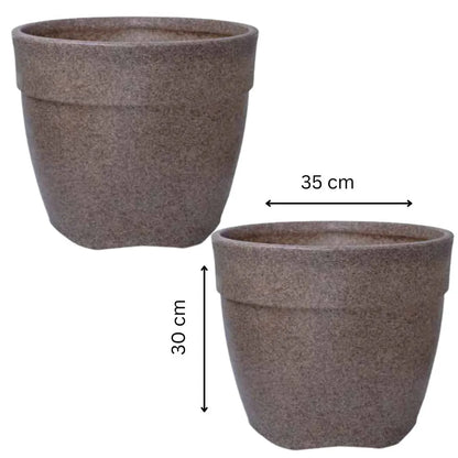 Buy Harshdeep Premium Barca Round 35 Sand stone - Planter "Set of 2" Online at Lalitenterprise