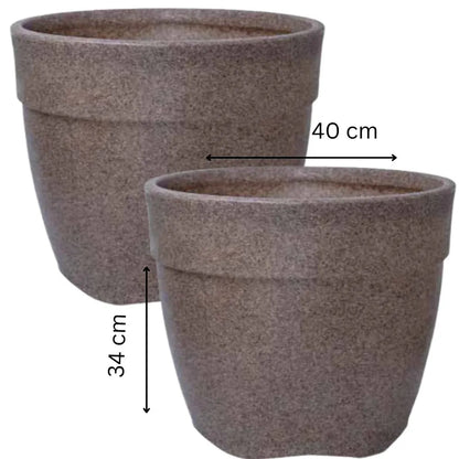 Buy Harshdeep Premium Barca Round 40 Sand stone - Planter "Set of 2" Online at Lalitenterprise