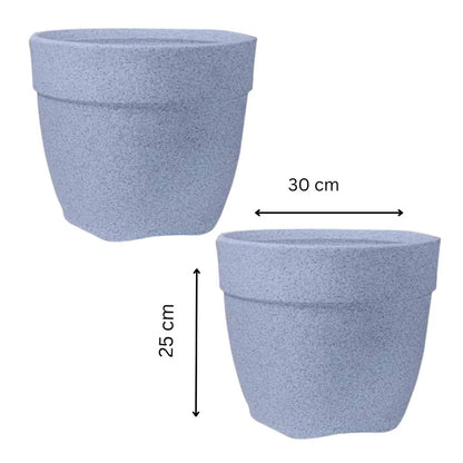 Buy Harshdeep Premium Barca Round Planter White Stone 30 - Planter "Set of 2" Online at Lalitenterprise