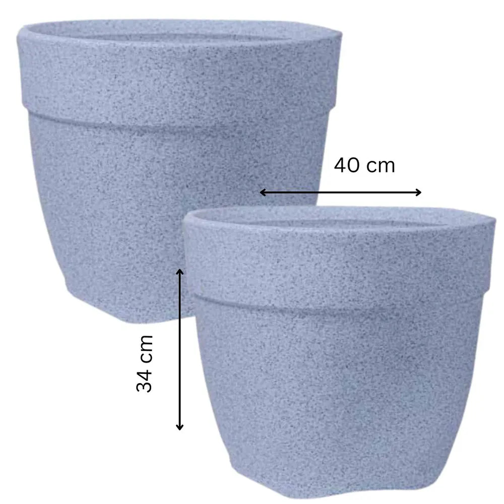 Buy Harshdeep Premium Barca Round Planter White Stone 40 - Planter "Set of 2" Online at Lalitenterprise